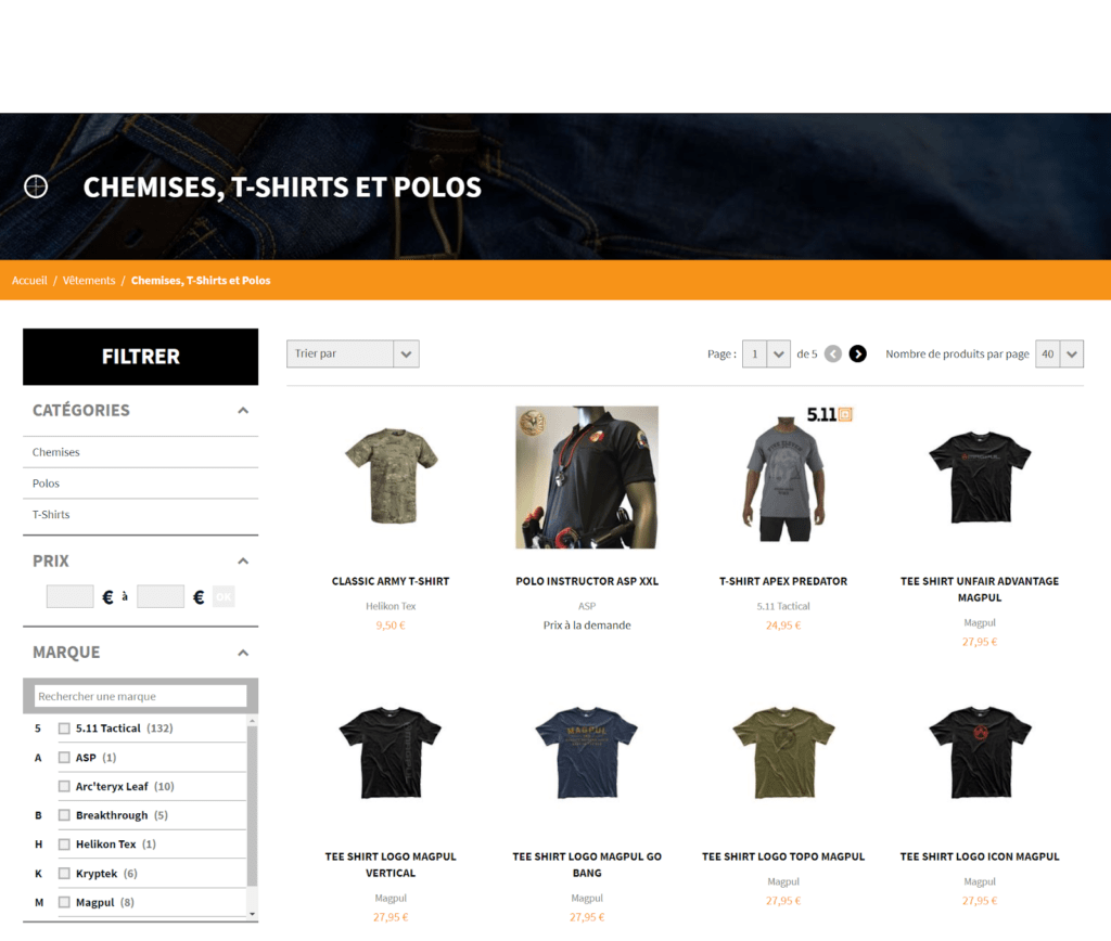 offres chemises front-commerce