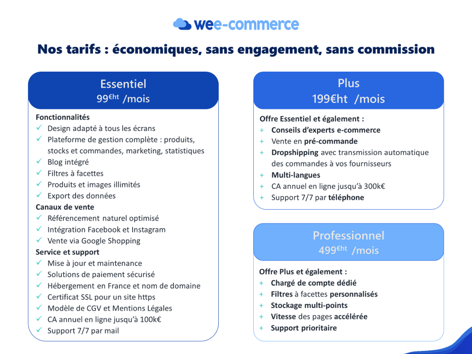 tarifs wee-commerce